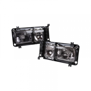 Headlamp assembly set, smoked, square, complete with projector and frame, LHD, with E-mark, left/right
